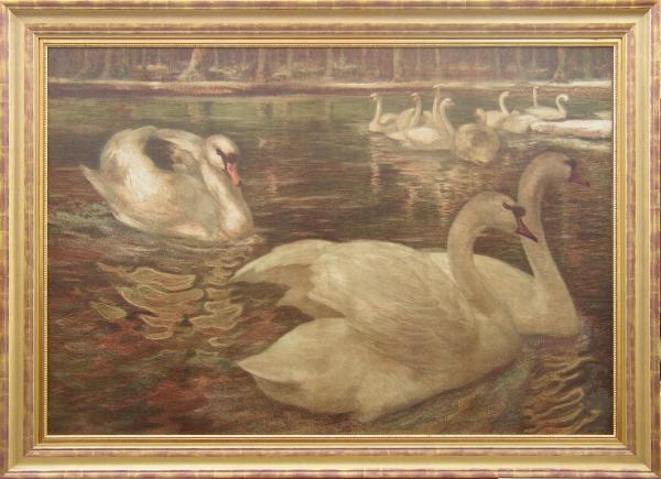 Swans on the River by Prints